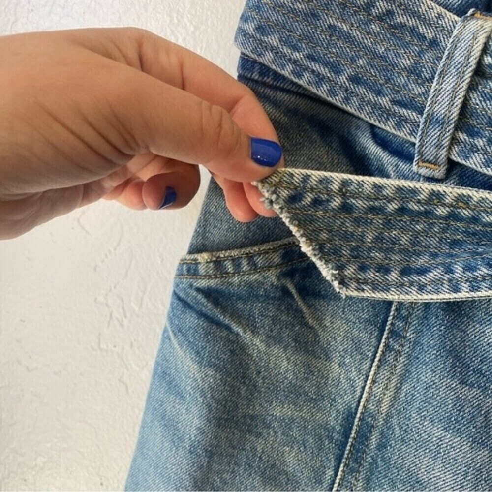 A.L.C. Luke High Waisted Paper Bag Denim Pants in Light Indigo - Picture 9 of 15